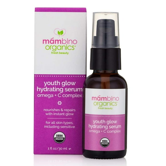 Hydrating Vitamin C Serum for Face – Organic, Youth-Glow Serum for Dull Skin, Redness, Aging – Pure Omega & Vitamin C Face Skin Care with Marula Oil & Primrose Oil by Mambino Organics, 1 Oz.