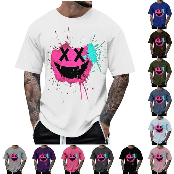 DODADAWANJ Summer Tshirts for Men Funny Graphic Tees Big and Tall Short Sleeve Fashion T Shirt Loose Fit Round Neck Tops Army Green XXXXL