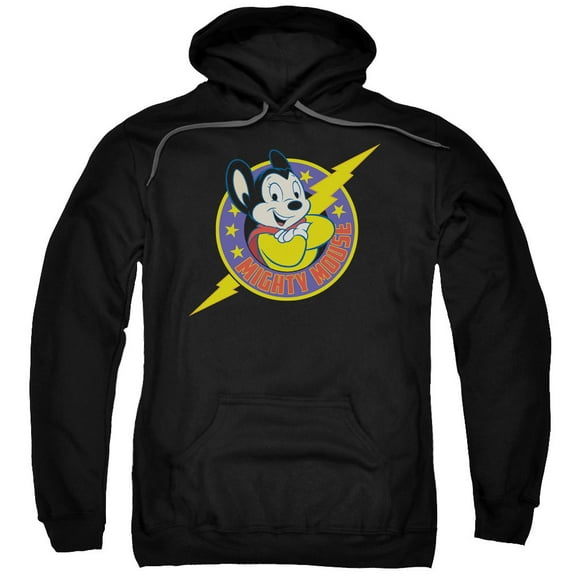 Mighty Mouse Mighty Hero Adult Pullover Hoodie Sweatshirt Black