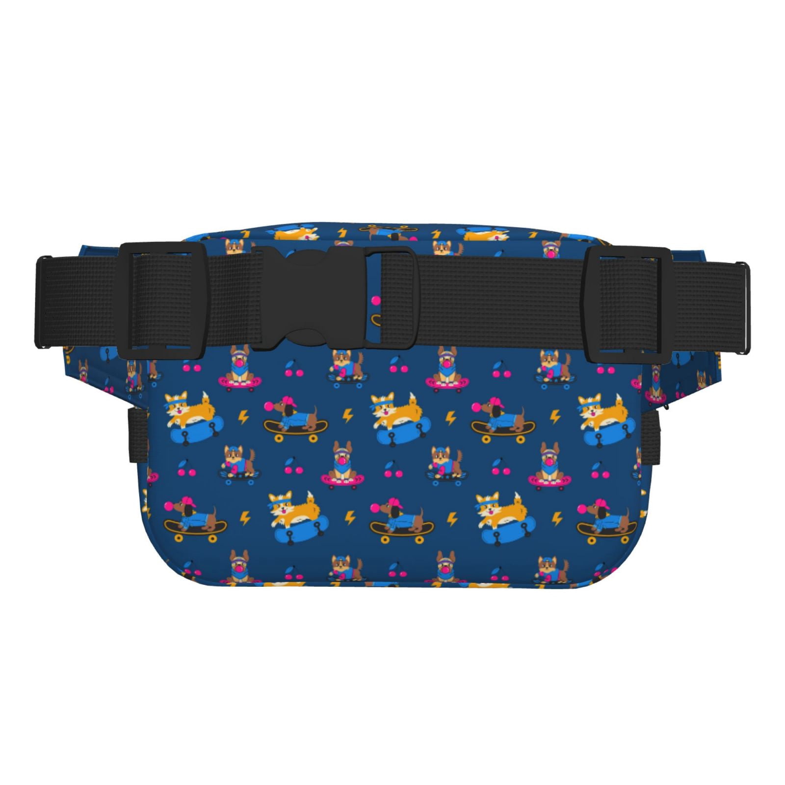 Picia Dogs Riding Skateboard Print Square Double-Layer Waist Bag Mini Adjustable Waist Belt Bag Exercise Running Travel Hiking
