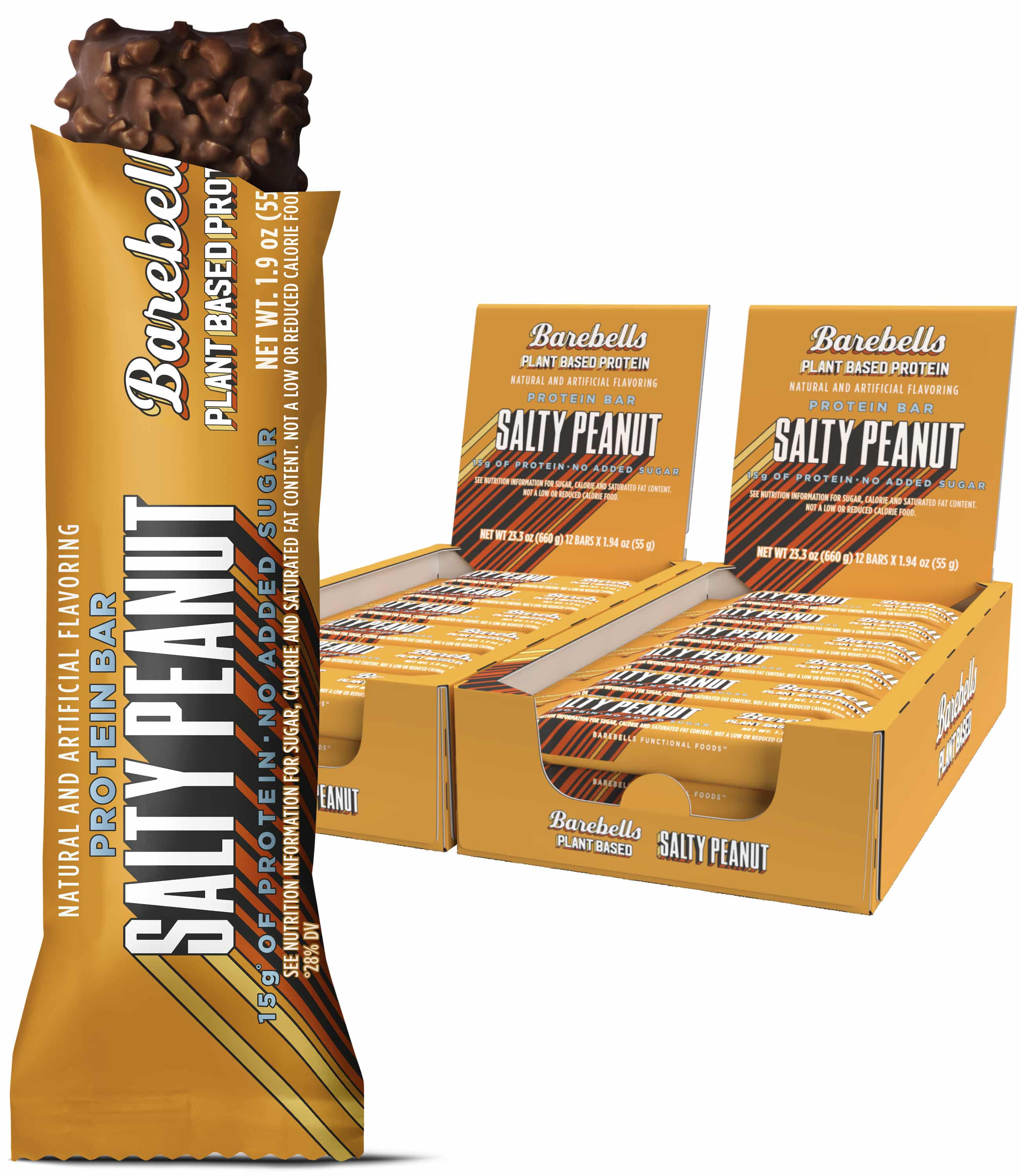 Barebells Vegan Protein Bars Salty Peanut 12 Count, Pack of 2 Plant