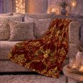 thumbnail image 6 of Autumn Damask Leaf Bow Motif, Cozy Artistic Scene, Warm Flannel Blanket for Home Library and Reading Nook with Detailed Artwork, Art Lovers Thanksgiving Gift, Artistic Home Decor, 6 of 9