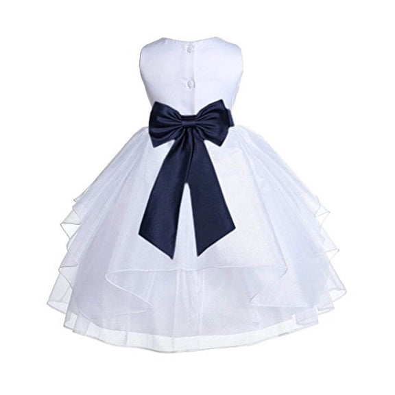 Ekidsbridal White Satin Shimmering Organza Formal Flower Girl Dress Communion Baptism Holiday Toddler Junior Bridesmaid Father Daughter Dance Recital 4613T 10