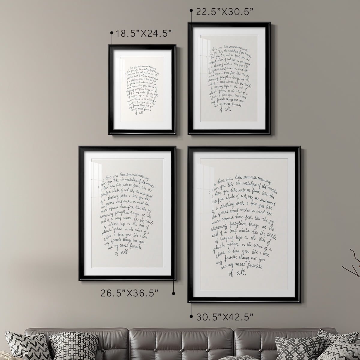 Wexford Home Letter to a Lover I Premium Framed Print, 18.5" x 24.5" - Ready to Hang, Black (Set of 2)