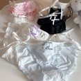 thumbnail image 5 of Lolitas Bows Ruffle Underwear Women's Low Waist Side Tie Panties Soft Breathable Bikinis Panties Ice Silk Underpants, 5 of 8