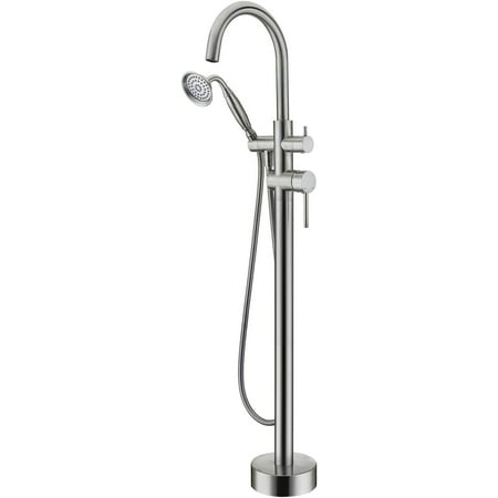 

Gardenry Freestanding Tub Filler Bathtub Faucet Brushed Nickel with Hand Held Shower Floor-Mount