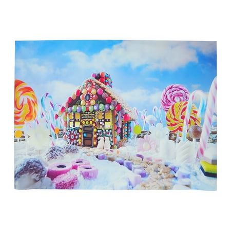 Image of candy houses backdrop Adorable Children s Candy Houses Backdrop Lollipops Background Photo Prop