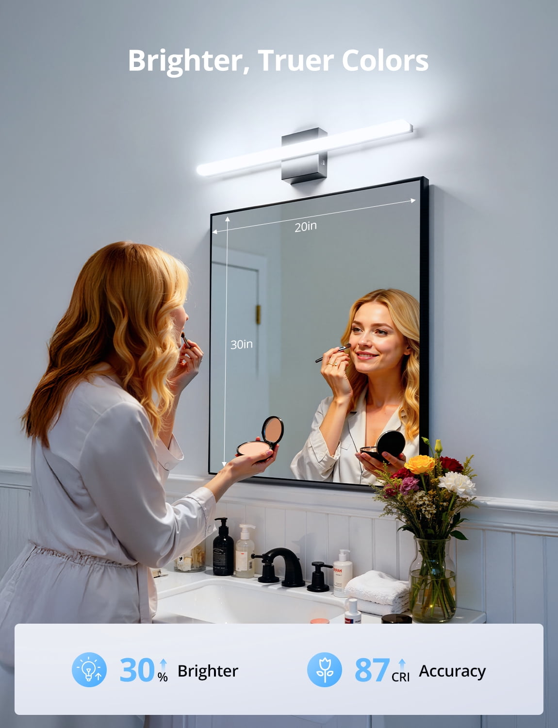 Combuh 5CCT bathroom light fixtures Over Mirror 24 Inch Farmhouse Black Vanity Lights, 14W 1250LM LED Lighting Bar for Kitchen Room Cool White/Natural White/Warm White