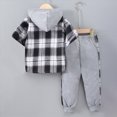 thumbnail image 5 of yboeqw 2Pcs Kids Boys Clothes Short Sleeve Plaid Shirt Tops Pants Set Hoodie Sweatsuit Outfit Fall Winter Activewear 2-7 Years(4-5 Years,Grey), 5 of 8