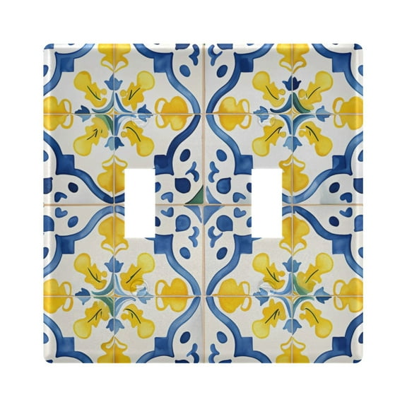 2 Gang Switch Covers Bohomia Blue and Yellow Light Wall Plate Home Faceplate Switch Plates 4.56”x4.48”