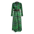 thumbnail image 4 of LEKWK Shirts Dresses for Women Long Sleeve Button Down Maxi Dress with Belted Pockets A Line Dress Fall Plaid Print Elegant Casual Office Wear, 4 of 4
