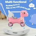 thumbnail image 4 of iYofe Rocking Horse for Toddlers Balance Bike Ride On Toys with Push Handle, Backrest and Balance Board for Baby Girl and Boy, Pink, 4 of 8