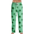 thumbnail image 2 of Domuza Mens St Patricks Day Pajamas Pants Shamrock Clover Elastic Waist Drawstring Pj Pants Soft Relaxed Fit Lounge Sleepwear with Pockets Fluorescent Green 2XL, 2 of 6