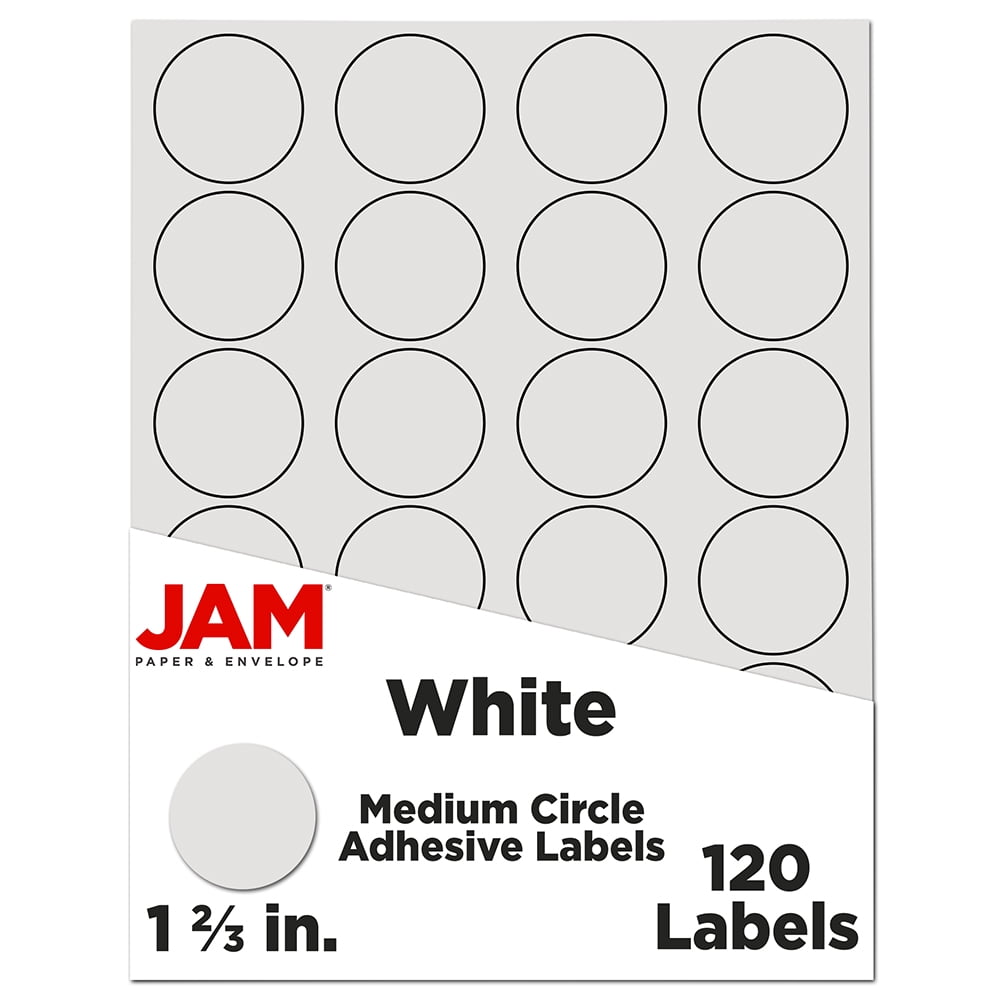 JAM Circle Label Sticker Seals, 1 2/3 Inch Diameter, White ...