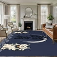 thumbnail image 2 of 5x7 Area Rugs for Living Room, Cute Cat Non Slip Area Rugs for Kitchen Bedroom Entryway, Navy Blue Japanese Style Animals Wave Pattern Washable Carpet Runner Rug Floor Mats for Bedroom Home Decor, 2 of 9
