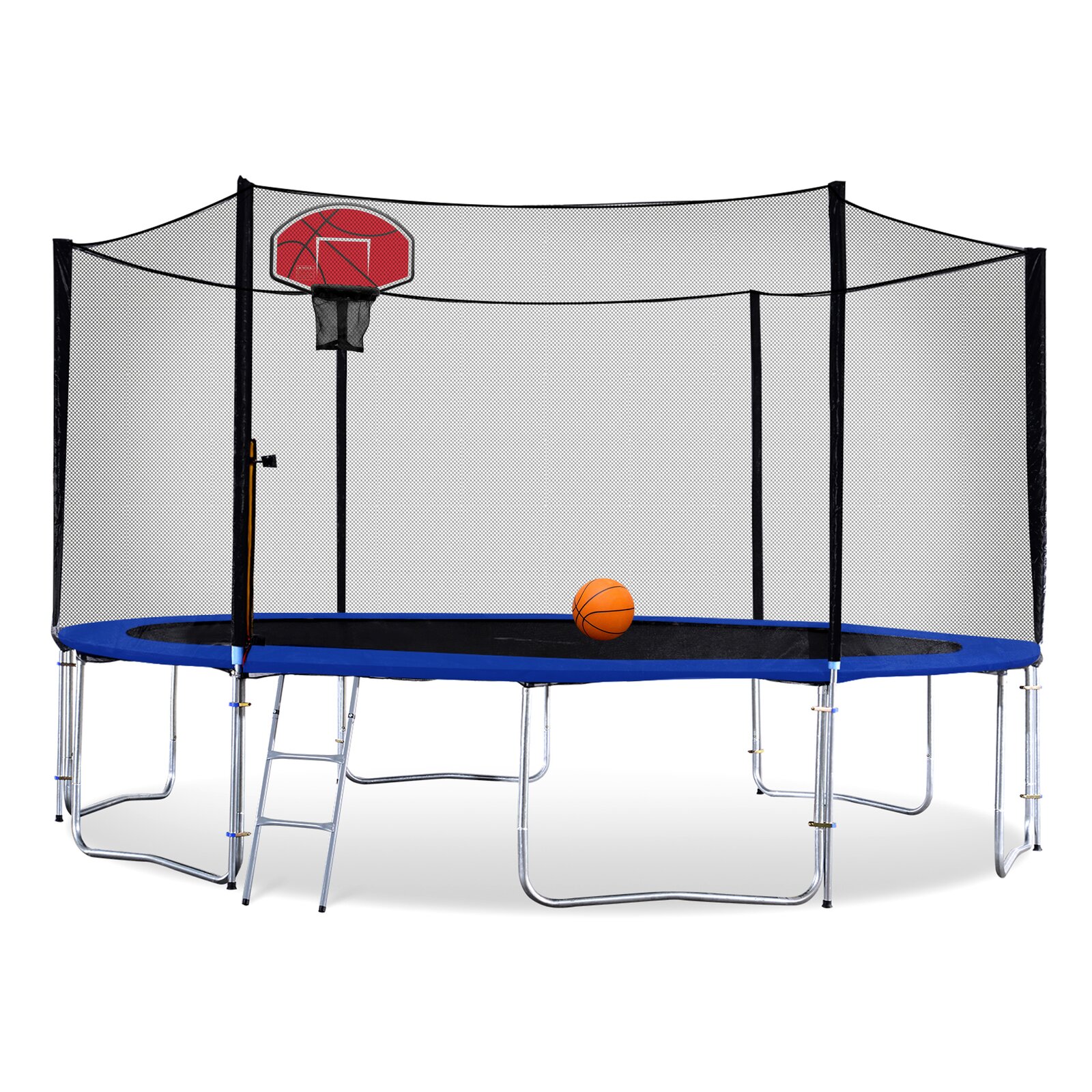 14' Round Backyard Trampoline with Safety Enclosure, Digging Required