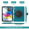 thumbnail image 4 of ELEHOLD for iPad 10th Gen 10.9" 2022 Rugged Case Three-Layer Protection with 360° Rotating Kickstand Adjustable Handstrap Pencil Holder Shockproof Case For iPad 10.9" 2022,Lightblue, 4 of 8