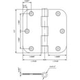 thumbnail image 4 of Stone Harbor Hardware 3-1/2" Door Hinges, 5/8" Radius Corner, Antique Nickel, 2-Pack, 4 of 4