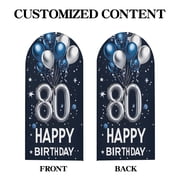1Pcs 80th Birthday Arch Door Cover Decoration 5.2x1.9FT Navy Blue and Silver Themed for Birthday Party Supplies, Happy 80 Years Old Photo Booth Backdrop Wall Decor for Celebration