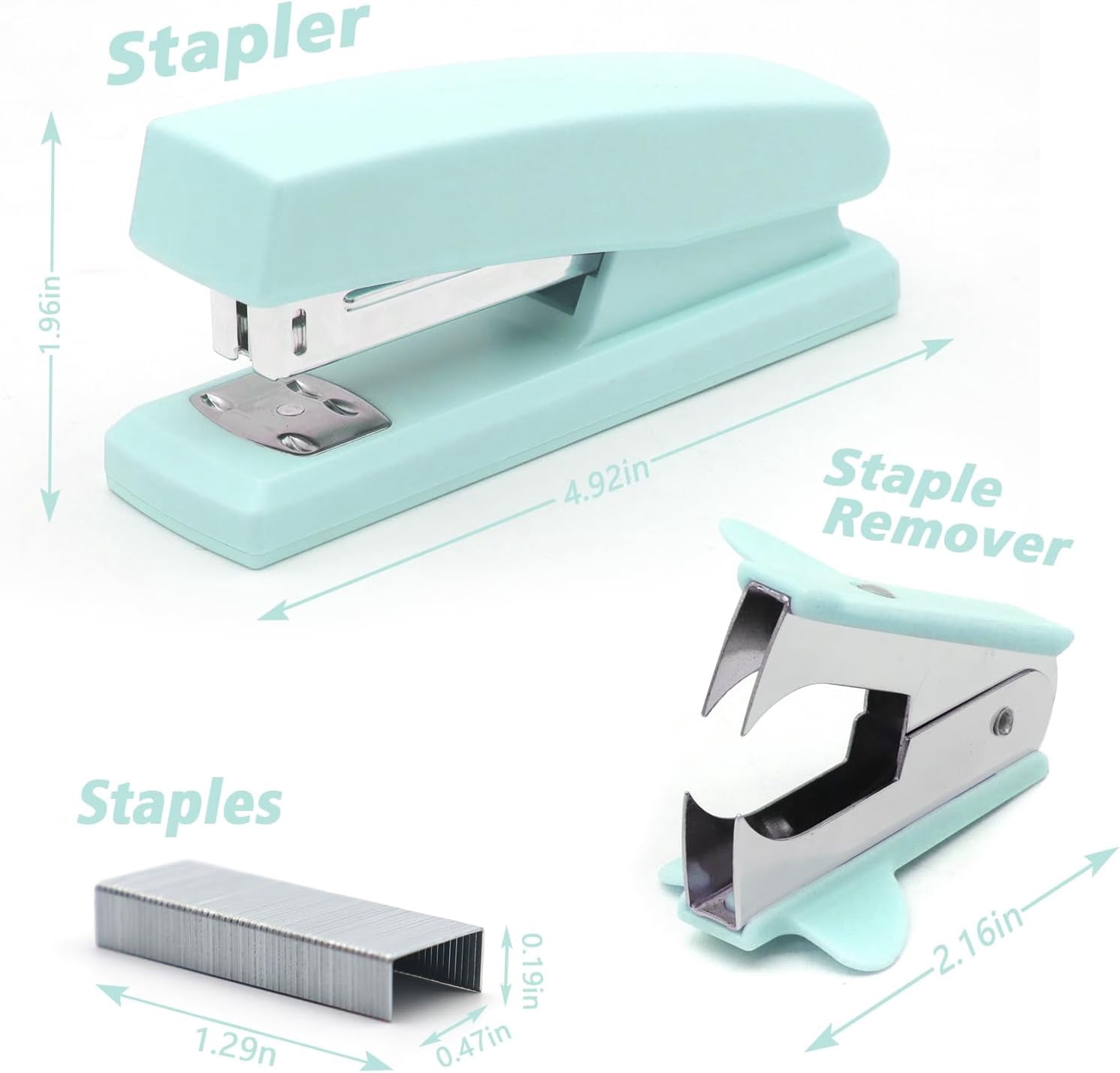 2 Pack Green Office Staplers, 25-Sheet Capacity with 4000 Staples and 2 Staple Removers, Desktop Stapler, Green Office Supplies for Students and Office Clerks