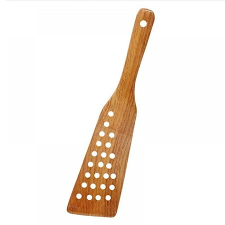 

Wooden Spatula Non Stick 24 Holes Widen Slotted Cooking Shovel Turner for Frying Steak