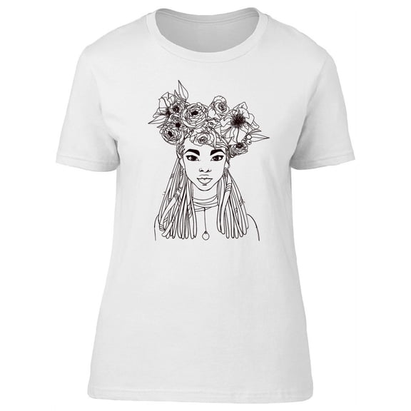 Beautiful Floral African Lady T-Shirt Women -Image by Shutterstock, Female XX-Large