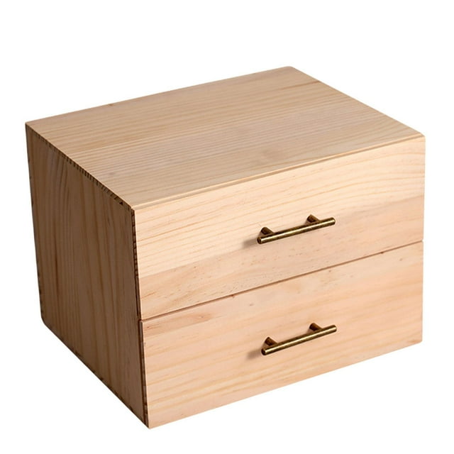 Caja de almacenamiento de aceites esenciales, soporte de madera para almacenamiento, 2 cajones, presentación para el hogar, organizador de aceites de