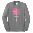 thumbnail image 2 of Wild Bobby, Faith Pink Ribbon Sunflower, Breast Cancer Awareness, Men Long Sleeve Shirt, Heather Grey, 3X-Large, 2 of 5