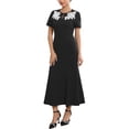 thumbnail image 4 of INSPIRE CHIC Women's Cocktail Dress Floral Embroidered Crewneck Fishtail Midi Formal Evening Dresses S Black, 4 of 5