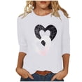 thumbnail image 2 of HaoXianJian Valentine's Day Shirt for Women Glitter Love Heart Printed T-Shirt Top 3/4 Sleeve Tee Crew Neck Casual Blouse Tops Size S-2X, 2 of 4