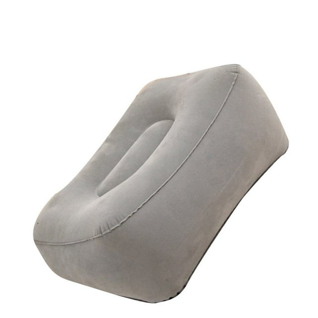 HLONK 2Pack Inflatable Airplane Footrest Pillow Relieve Muscle Strain Gray PVC Flocking Fabric Rectangular