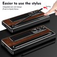 thumbnail image 3 of ShellTech for Samsung Galaxy Z Fold 7 Leather Hard PC Plating Case with Pen Holder & Slim Stylus, with Kickstand, Hinge Protection, Screen Protector, Retro Leather Protective Cover,Brown, 3 of 7