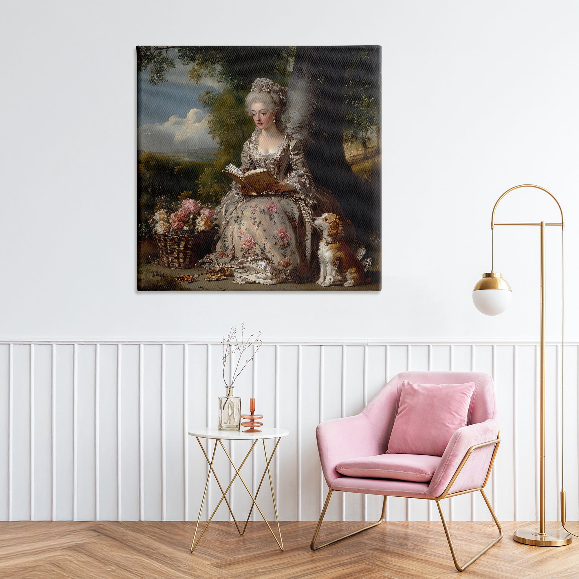 Stupell Industries Rococo Lady with Dog Canvas Wall Art, design by The Wands Want