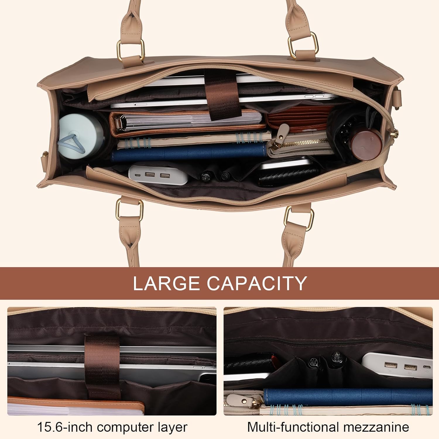 MOSISO Laptop Tote Bag for Women,15.6 inch PU Leather Leopard Grain Business Office Work Briefcase