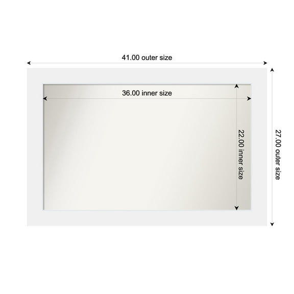 Amanti Art Custom Framed Wall and Bathroom Mirror (27 x 41 in.), Corvino White Frame