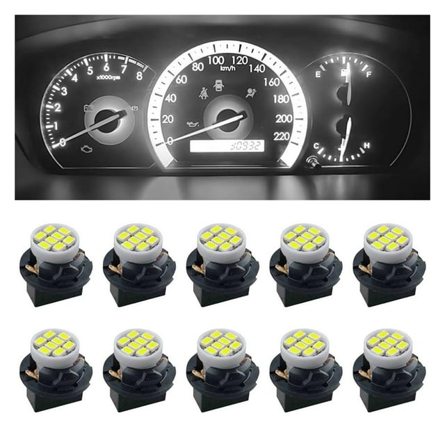 LEEYNEER 10PCS T10 194 168 Car Dash Instrument LED Light Bulbs with Twist Lock Socket Bright Panel Gauge Cluster Dashboard Light Bulbs Car Interior Replacement Bulbs for Map Dome Lights
