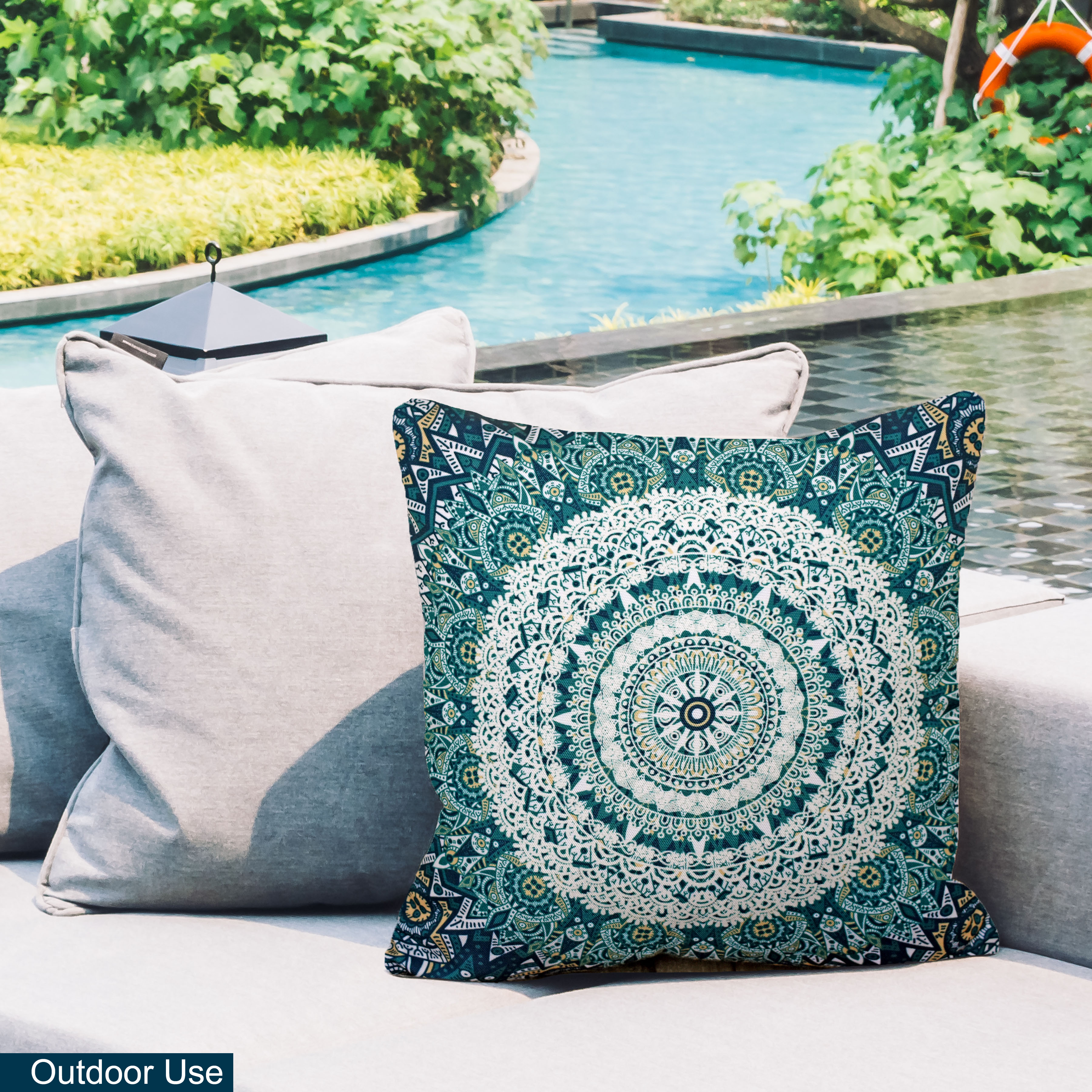 Decorative Indoor Outdoor Waterproof Lumbar Pillows - 18''x18'' with Included Inserts - Stylish Comfort for Your Patio Furniture, Garden Chairs, or Indoor Déco