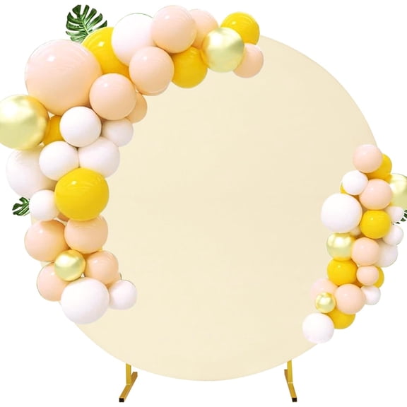 6.6FT Round Wedding Arch Cover for 6.6FT Circle Arch Stand, Thick Polyester Fabric Adjustable Circle Arch Backdrop Cover for Wedding Birthday Party  Shower Photography Decoration(Beige)