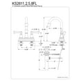 thumbnail image 2 of Kingston Brass KS2612FL 4 in. Centerset Bathroom Faucet, Polished Brass, 2 of 2