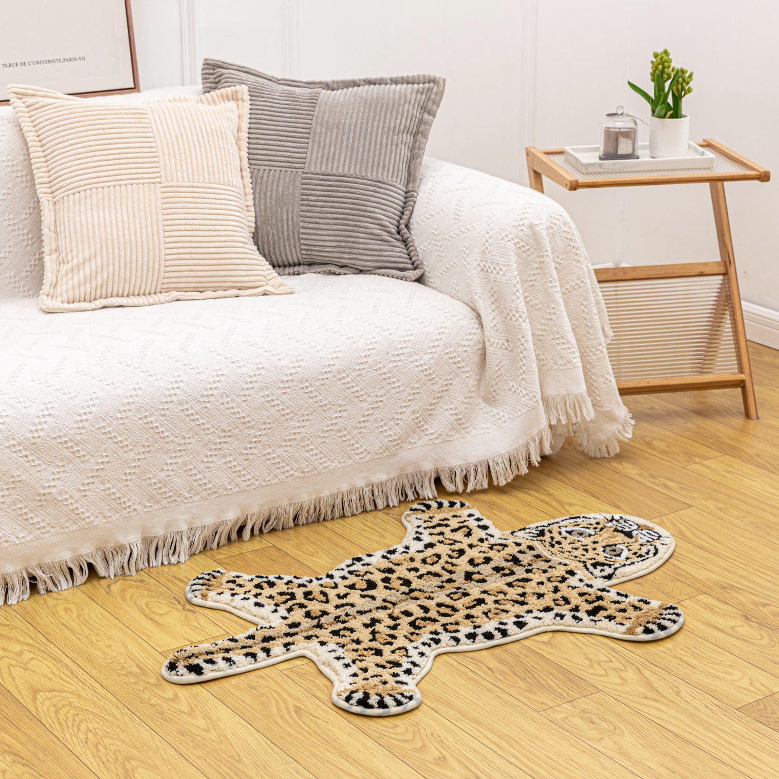 yingda1992 Brown Leopard Bath Mat for Bathroom Cute Cheetah Print Funny Cartoon Non Slip Animal Shaped Absorbent Bathtub Mat Plush Shower Door Mat Decor 39.3x25.5 Inch