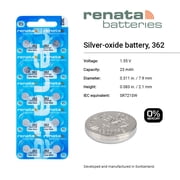 Renata 362 Button Cell watch battery, 5 Pack