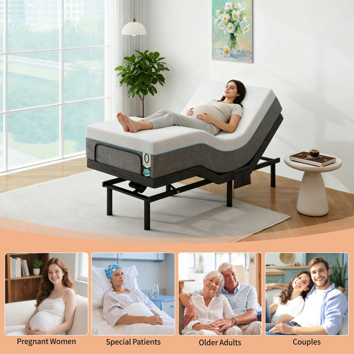 Queen Adjustable Bed Frame with Mattress – 12 Inch Gel Memory Foam Mattress in Box, Electric Base with LED Light, USB Ports, Wireless Remote, Zero Gravity, Anti-Snore