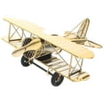 thumbnail image 1 of Lot de 1 Avion Rétro Biplan en Fer Modèle Doré pour Décoration Intérieure 11.5X7.3X3.9in, 1 of 9