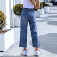 thumbnail image 4 of Miqool Wide Leg Cropped Jeans for Women High Waisted Cuffed Hem Denim Jeans Casual Ankle Pants with Pockets, 4 of 8