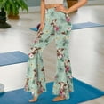 thumbnail image 3 of FKELYI Retro Flower Cow Green Print Yoga Pants for Women Bell Bottom Pants Wide Leg Pants High Waisted Bootcut Pants Breathable Sweatpants for Workout Athleticwear, M, 3 of 7