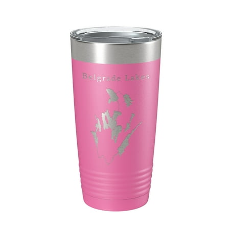 

Belgrade Lakes Map Tumbler Travel Mug Insulated Laser Engraved Coffee Cup Maine 20 oz Pink