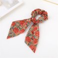 thumbnail image 4 of Vintage Flower Hair Scrunchies Print Scarf Satin Ribbon Hair Tie, 4 of 7