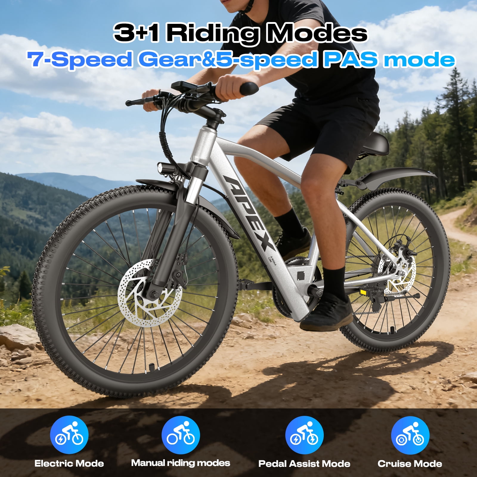 26" Electric Bike for Adults, Ebike with 4 Modes & 7-Speed, UL2849 Certified, 1200W Peak Motor, Max 28Mph & 50Miles, Internal Removable Battery,Shock Absorber, Electric City Commuter Bicycle
