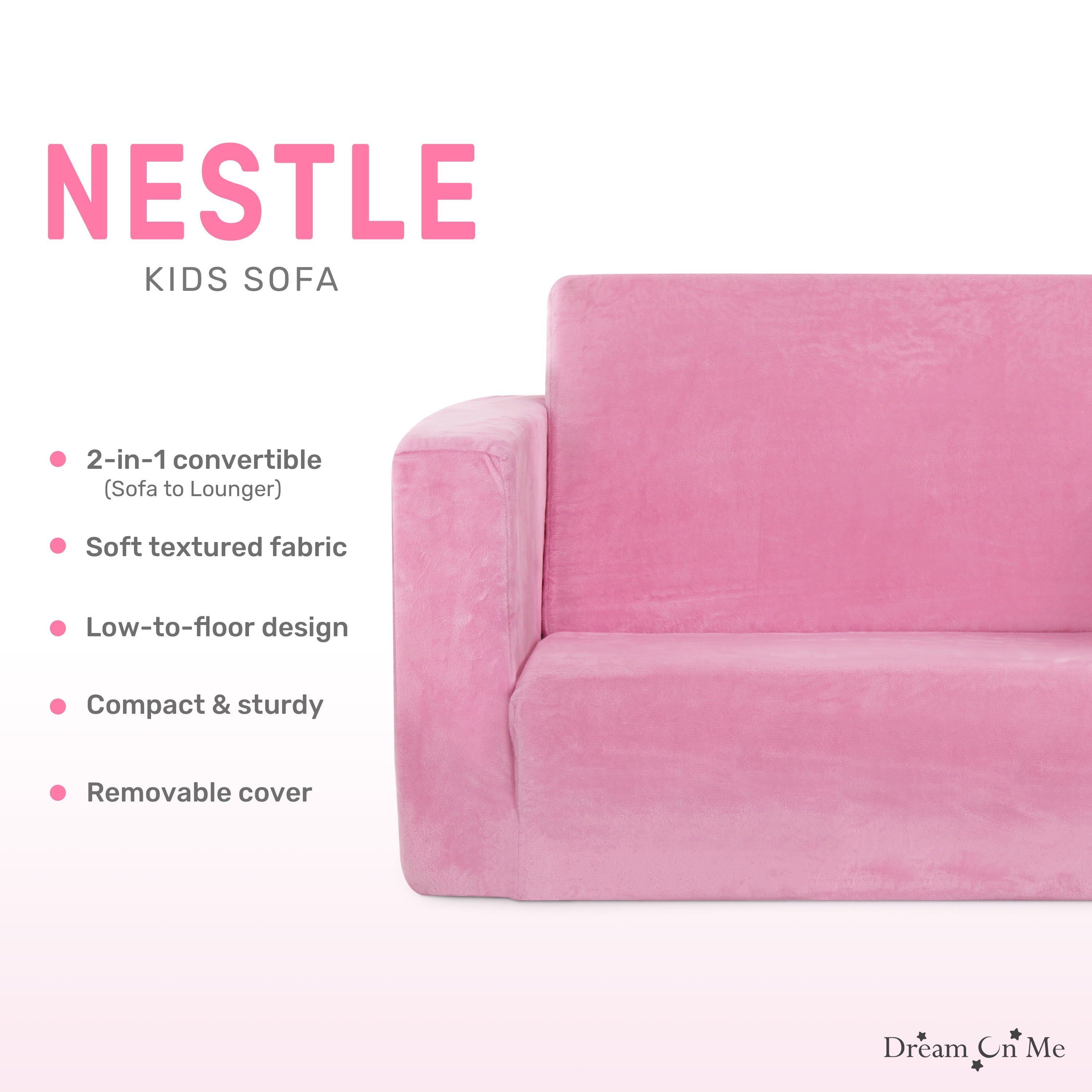 Dream On Me Nestle Kids Single Flip Out Sofa, Pink