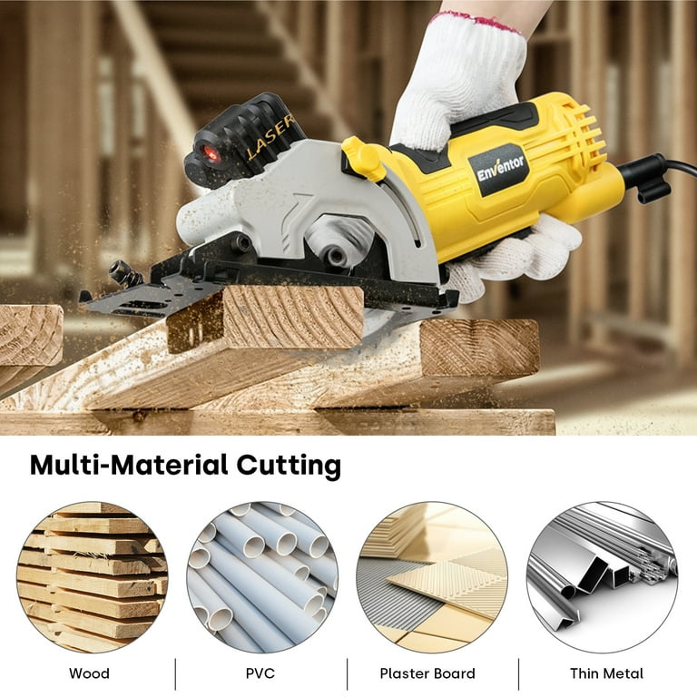 ENVENTOR Mini Circular Saw Handheld Circular Saw Mini Circular Saw And Small Circular Saw Yellow